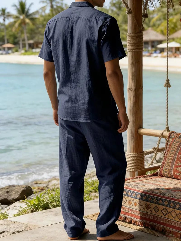 Kurzarmhemd und Hose mit weitem Bein für Herren-Sets for Men-Alpenkind