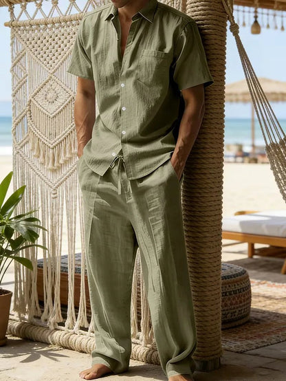 Kurzarmhemd und Hose mit weitem Bein für Herren-Sets for Men-Alpenkind
