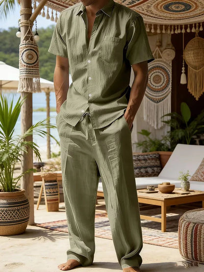 Kurzarmhemd und Hose mit weitem Bein für Herren-Sets for Men-Alpenkind