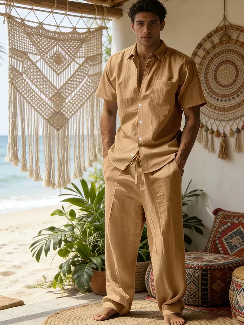 Kurzarmhemd und Hose mit weitem Bein für Herren-Sets for Men-Alpenkind