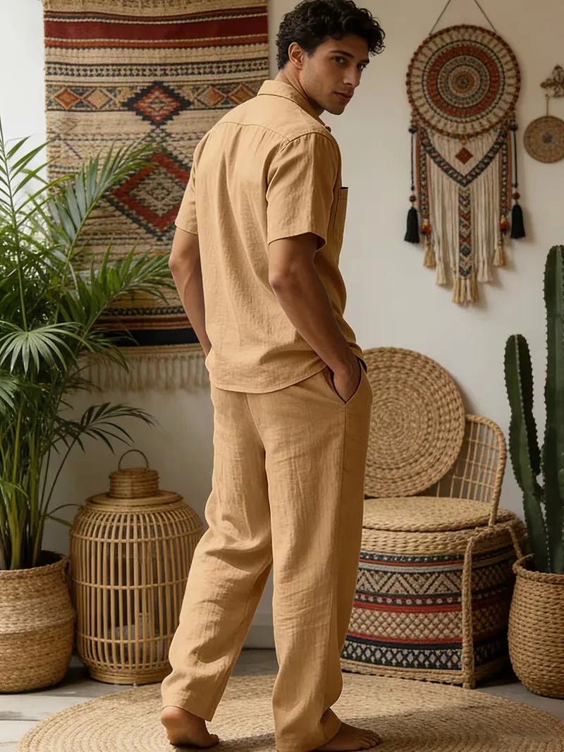 Kurzarmhemd und Hose mit weitem Bein für Herren-Sets for Men-Alpenkind