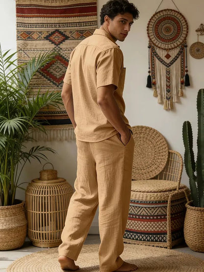 Kurzarmhemd und Hose mit weitem Bein für Herren-Sets for Men-Alpenkind