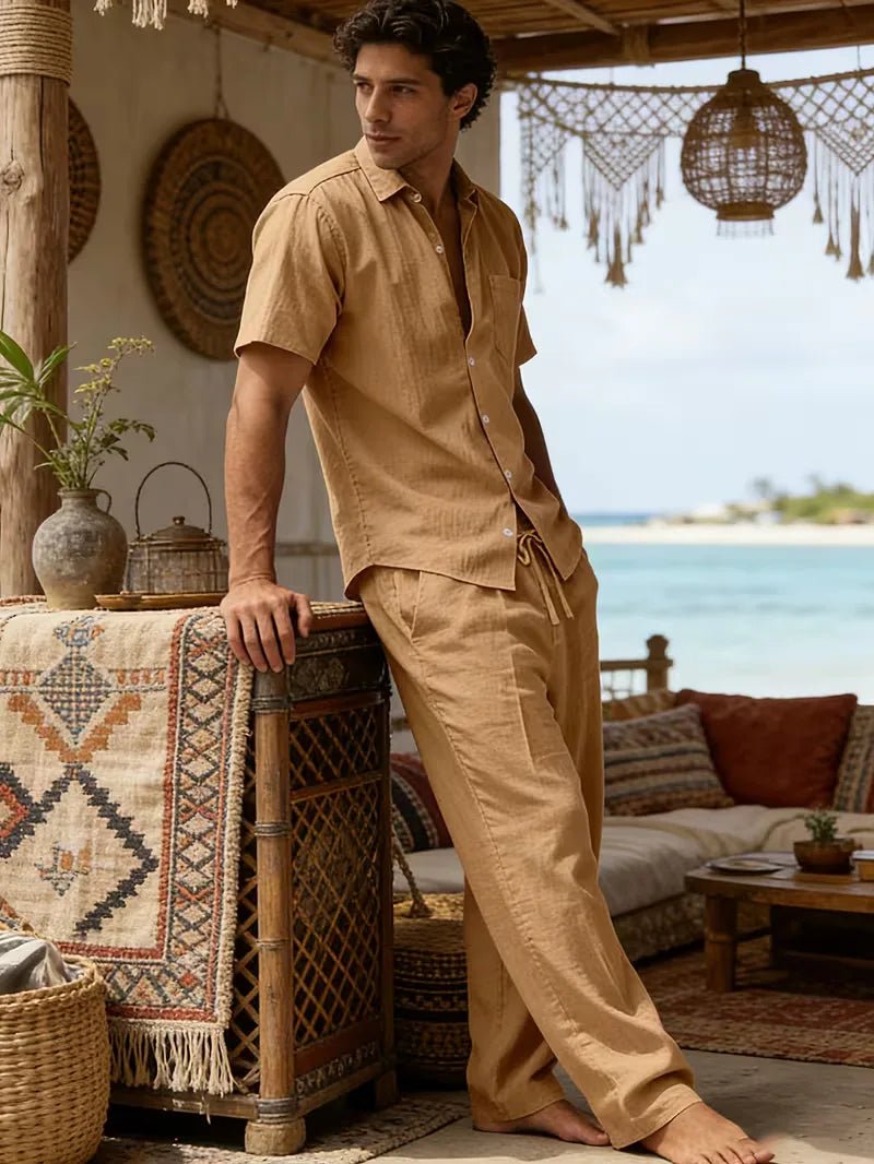 Kurzarmhemd und Hose mit weitem Bein für Herren-Sets for Men-Alpenkind