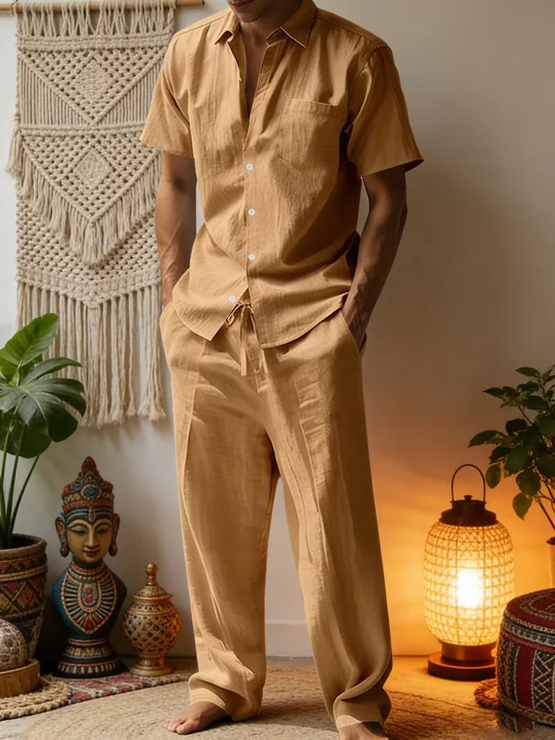 Kurzarmhemd und Hose mit weitem Bein für Herren-Sets for Men-Alpenkind