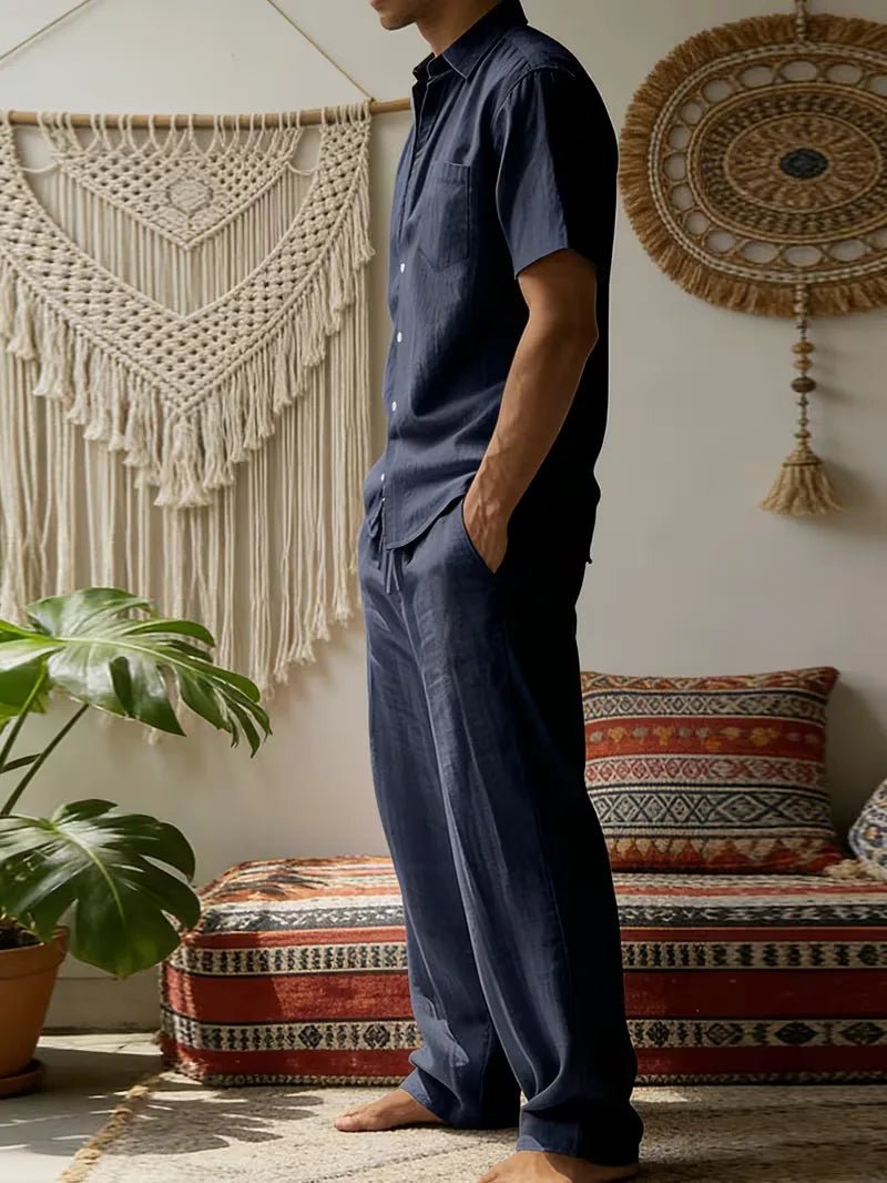 Kurzarmhemd und Hose mit weitem Bein für Herren-Sets for Men-Alpenkind