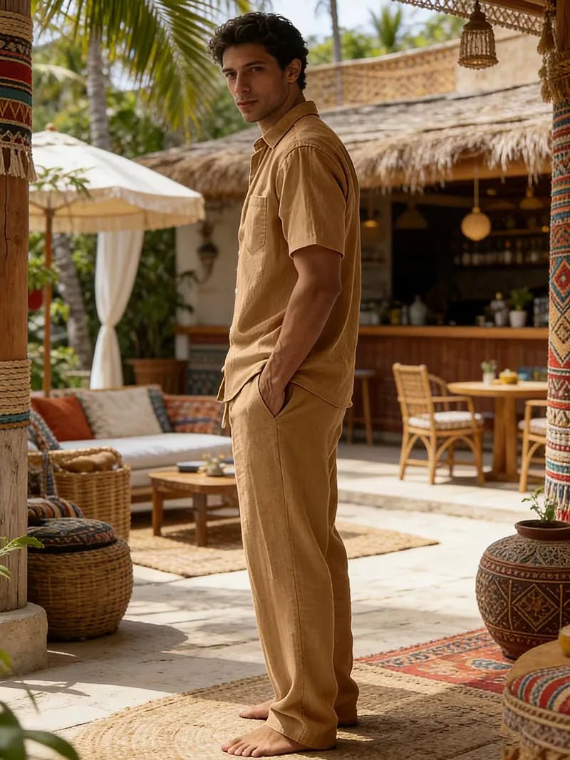 Kurzarmhemd und Hose mit weitem Bein für Herren-Sets for Men-Alpenkind