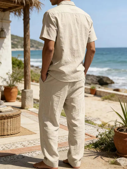 Kurzarmhemd und Hose mit weitem Bein für Herren-Sets for Men-Alpenkind
