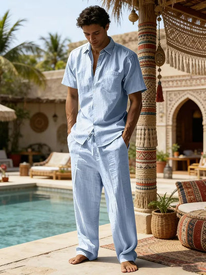 Kurzarmhemd und Hose mit weitem Bein für Herren-Sets for Men-Alpenkind