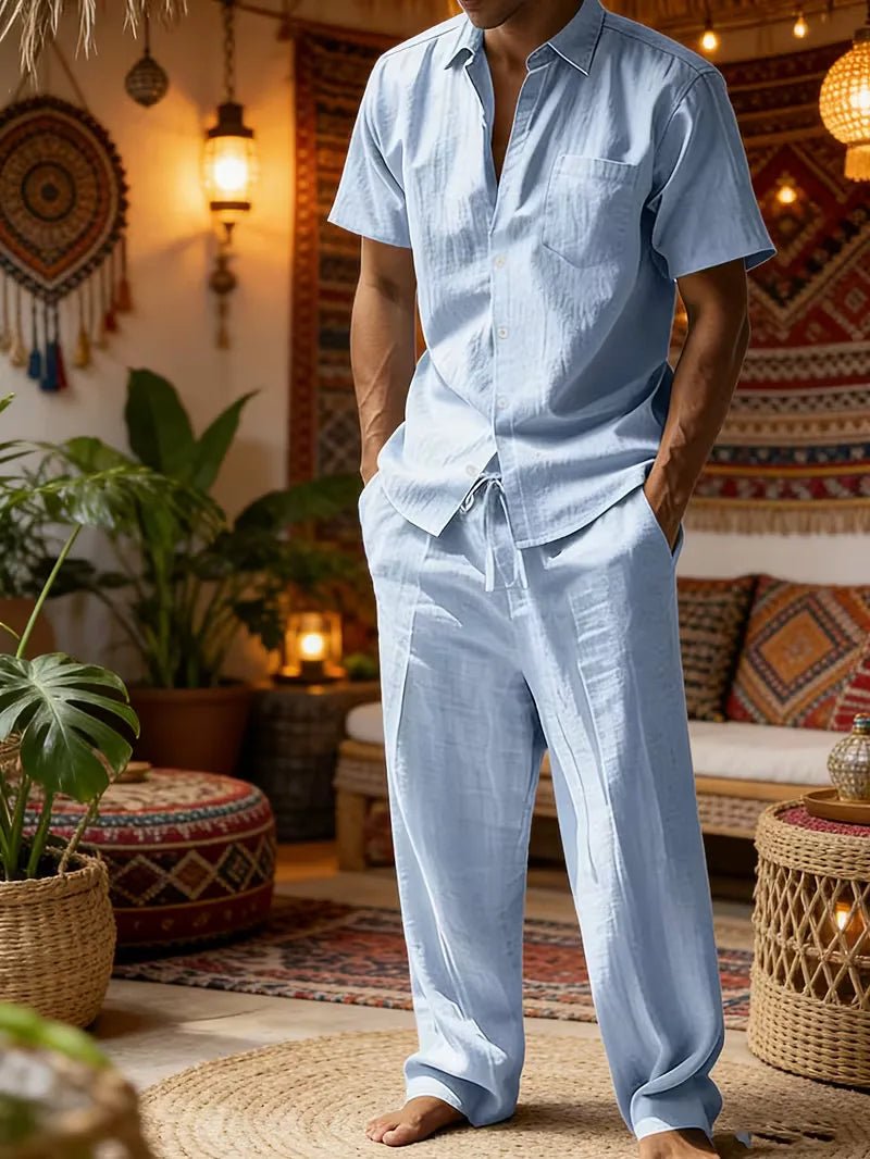 Kurzarmhemd und Hose mit weitem Bein für Herren-Sets for Men-Alpenkind