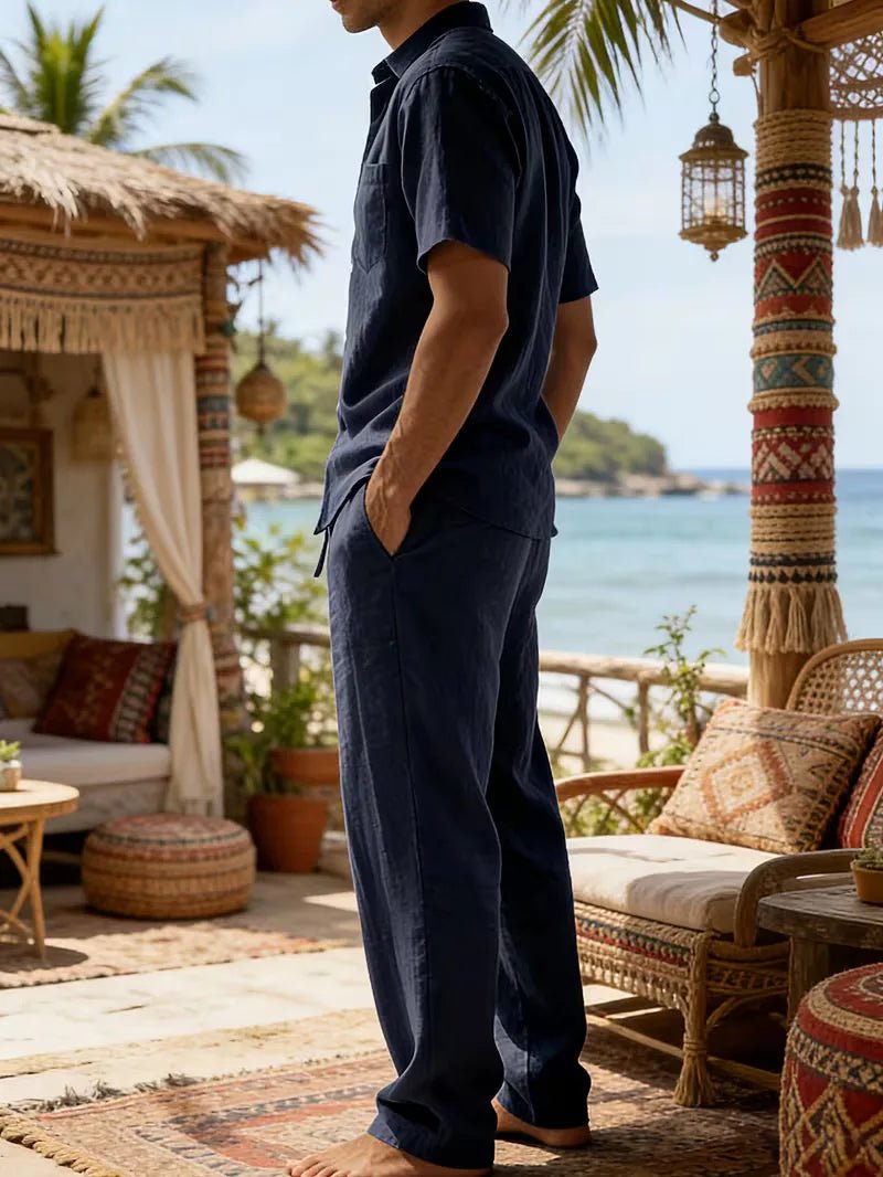 Kurzarmhemd und Hose mit weitem Bein für Herren-Sets for Men-Alpenkind