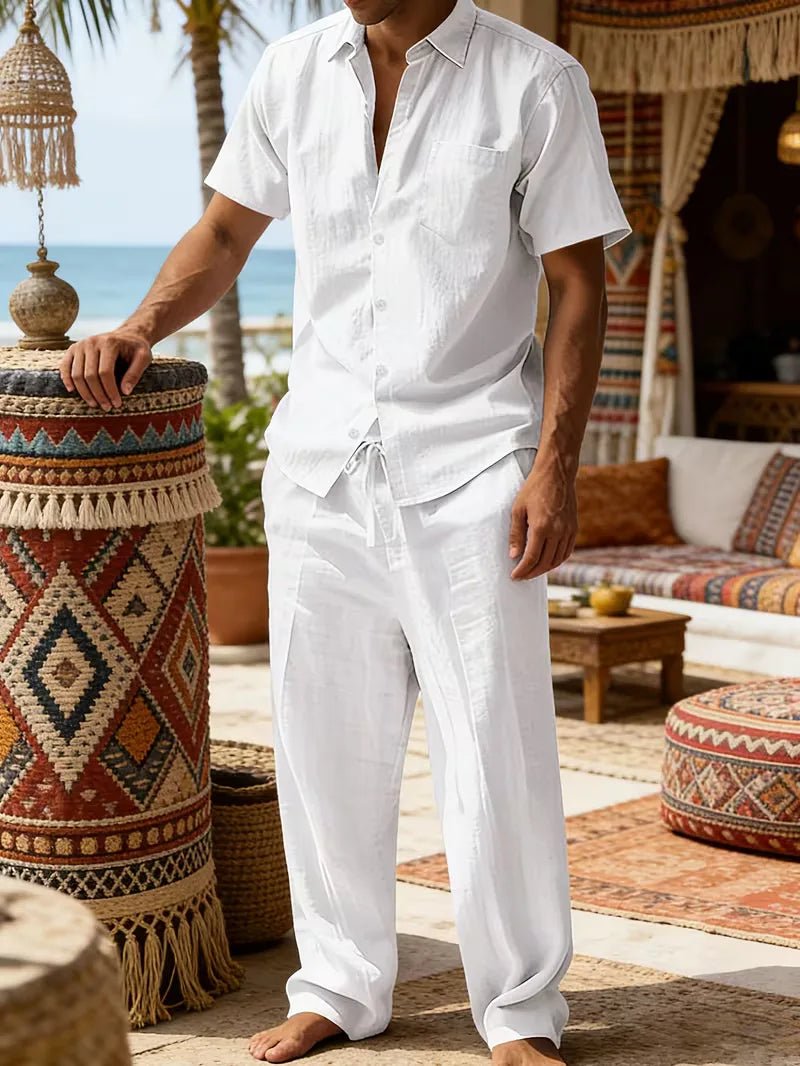 Kurzarmhemd und Hose mit weitem Bein für Herren-Sets for Men-Alpenkind