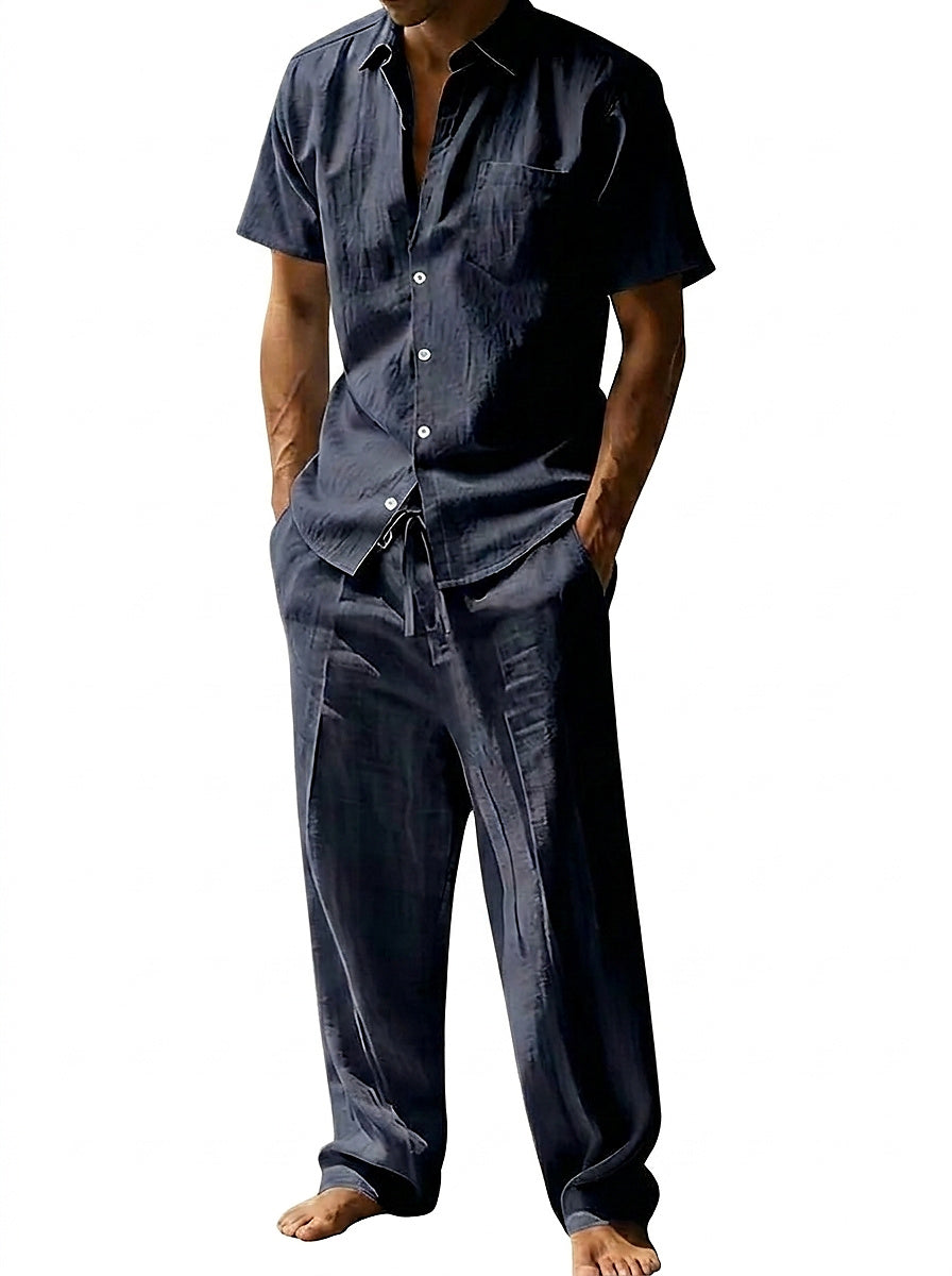 Kurzarmhemd und Hose mit weitem Bein für Herren-Sets for Men-Alpenkind