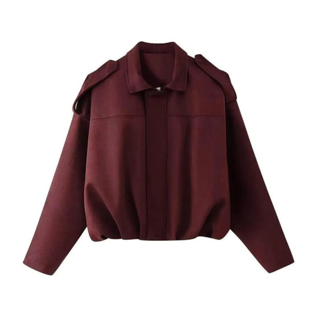 Kurze Damen-Bomberjacke mit Schulterklappen-Jacket for women-Alpenkind