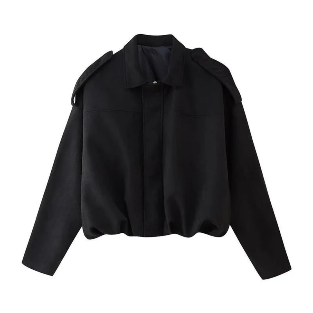 Kurze Damen-Bomberjacke mit Schulterklappen-Jacket for women-Alpenkind
