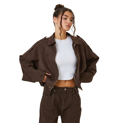 Kurze Damen-Bomberjacke mit Schulterklappen-Jacket for women-Alpenkind