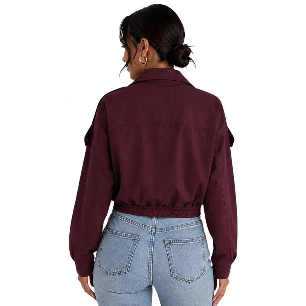 Kurze Damen-Reißverschlussjacke mit Taillenband-Jacket for women-Alpenkind