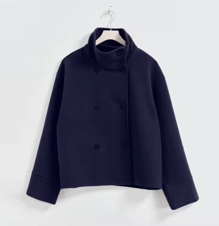 Kurze Damenjacke mit Stehkragen und Knopfleiste-Jacket for women-Alpenkind