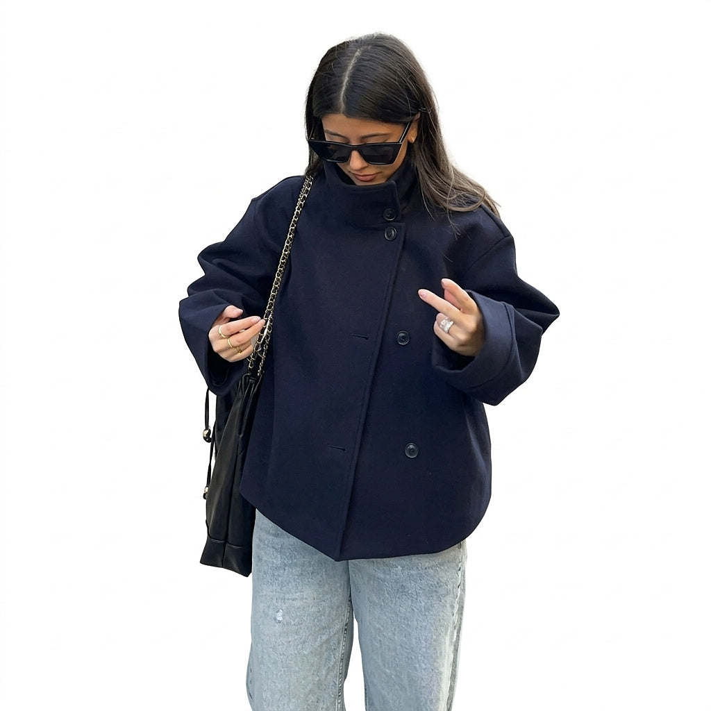 Kurze Damenjacke mit Stehkragen und Knopfleiste-Jacket for women-Alpenkind