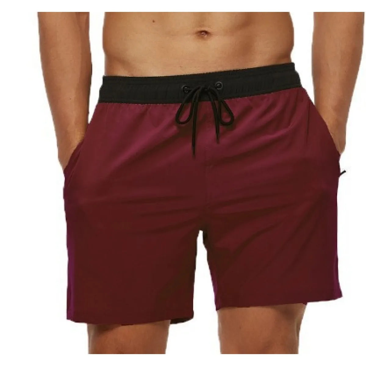 Kurze Herren-Badeshorts mit Kontrastbund-Swimwear for men-Alpenkind