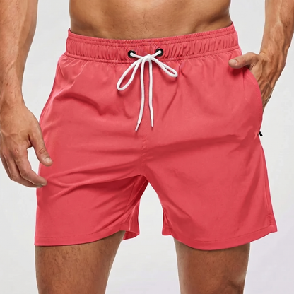 Kurze Herren-Badeshorts mit Kontrastbund-Swimwear for men-Alpenkind