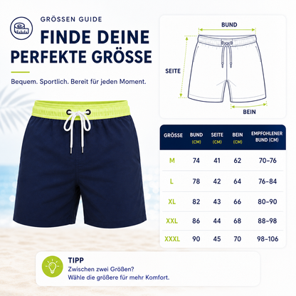 Kurze Herren-Badeshorts mit Kontrastbund-Swimwear for men-Alpenkind