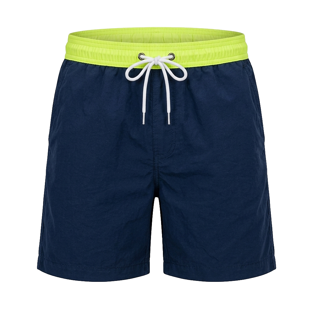Kurze Herren-Badeshorts mit Kontrastbund-Swimwear for men-Alpenkind