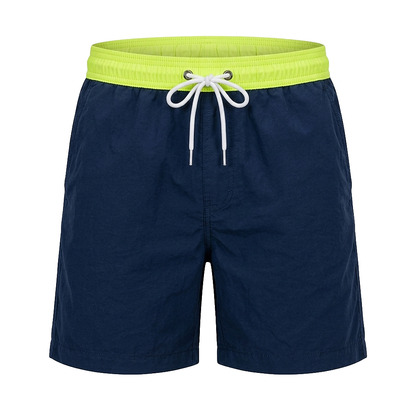 Kurze Herren-Badeshorts mit Kontrastbund-Swimwear for men-Alpenkind