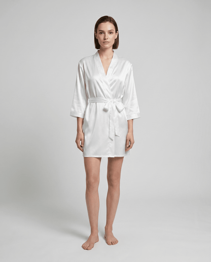 Kurzer Damen-Bademantel mit Bindegürtel-Robe for women-Alpenkind