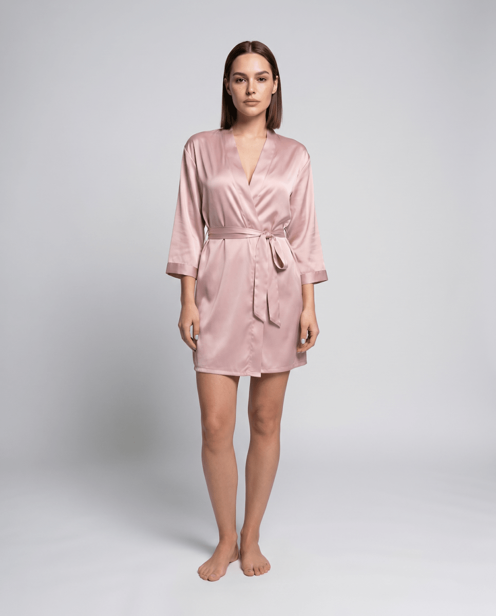 Kurzer Damen-Bademantel mit Bindegürtel-Robe for women-Alpenkind
