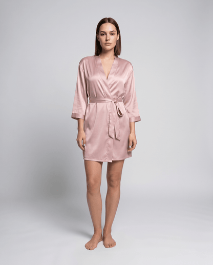 Kurzer Damen-Bademantel mit Bindegürtel-Robe for women-Alpenkind