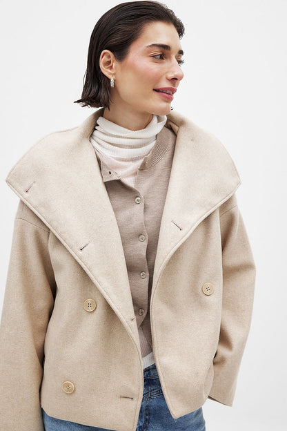Kurzer Damen-Cabanjacke aus Wollmischgewebe-Coats for women-Alpenkind