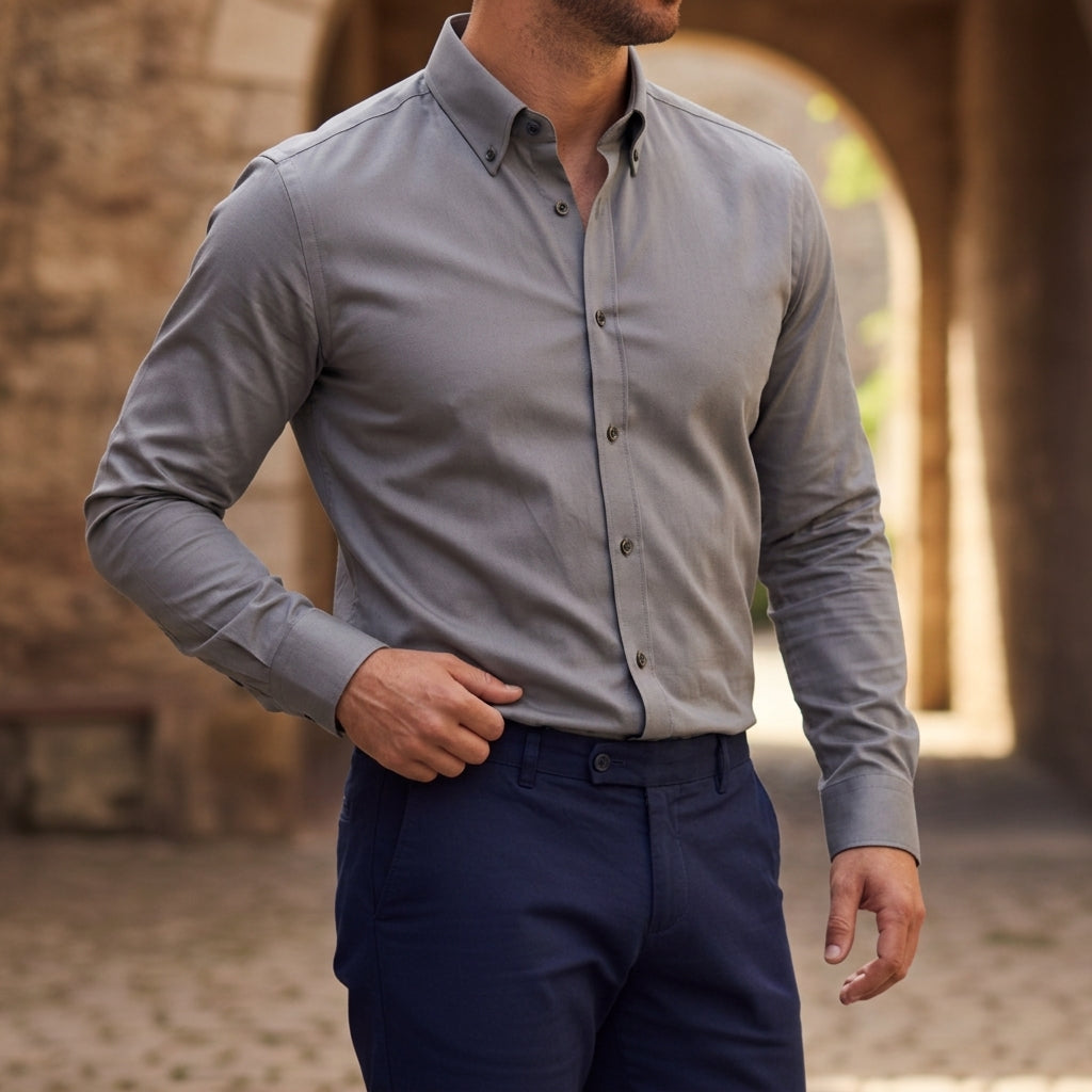 Langarm-Button-Down-Hemd für Herren-Shirts for men-Alpenkind