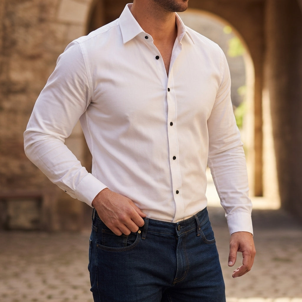Langarm-Button-Down-Hemd für Herren-Shirts for men-Alpenkind