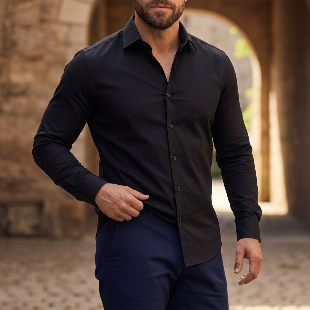 Langarm-Button-Down-Hemd für Herren-Shirts for men-Alpenkind