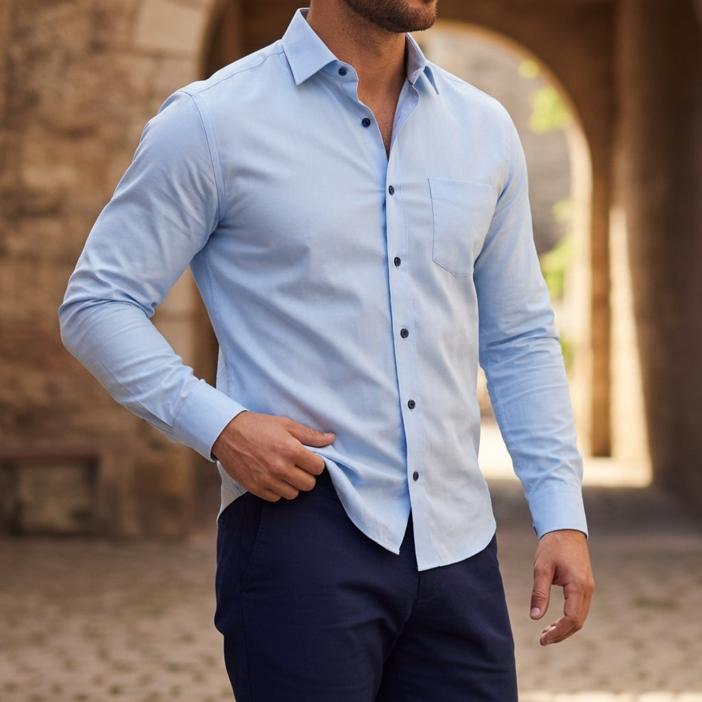 Langarm-Button-Down-Hemd für Herren-Shirts for men-Alpenkind