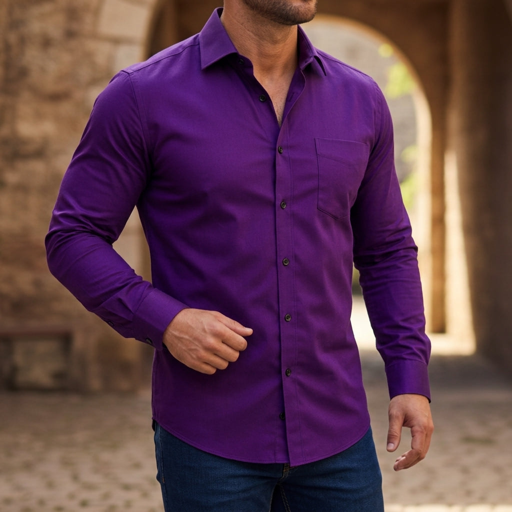 Langarm-Button-Down-Hemd für Herren-Shirts for men-Alpenkind