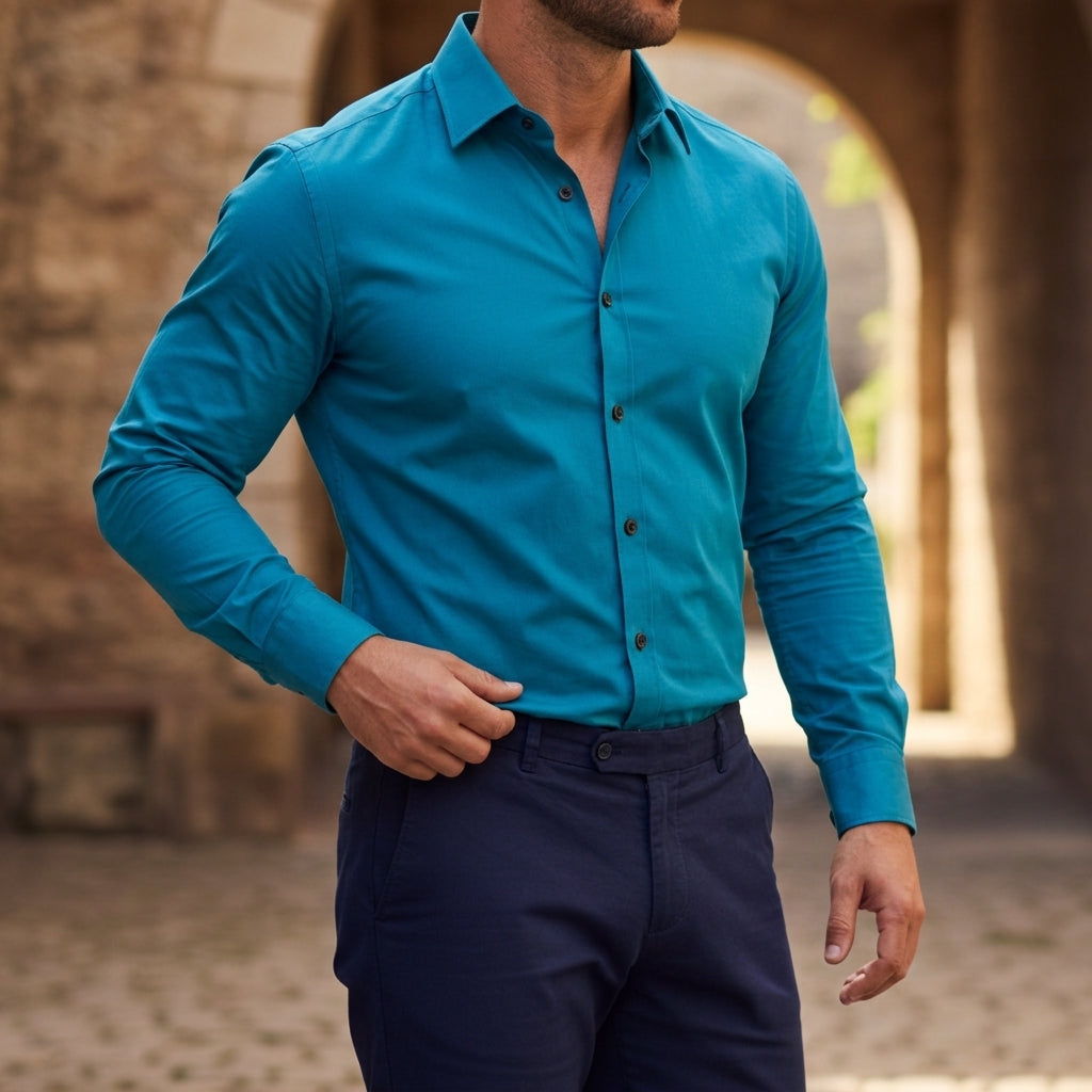 Langarm-Button-Down-Hemd für Herren-Shirts for men-Alpenkind