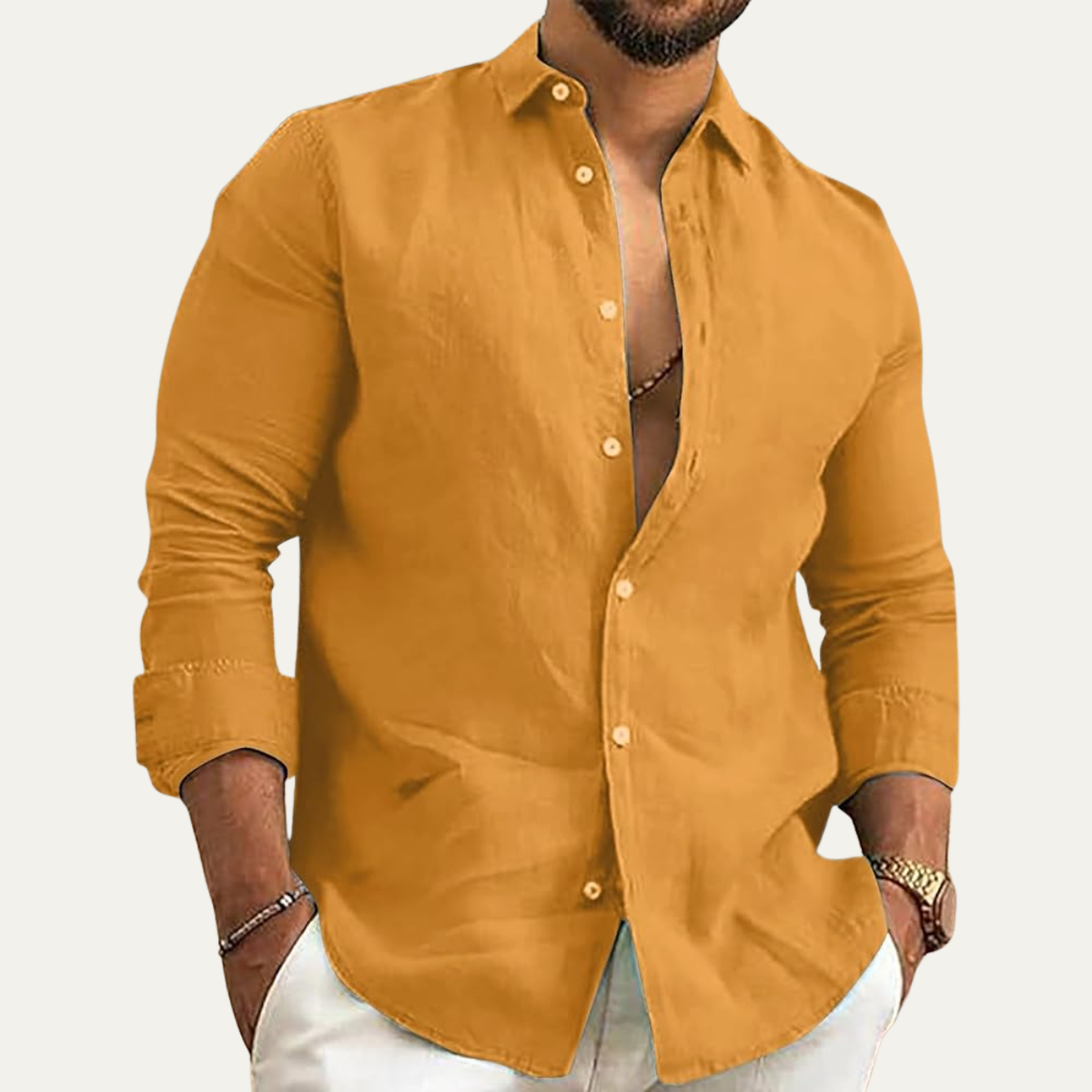 Langarm-Hemd für Herren mit Knopfleiste-Shirts for men-Alpenkind