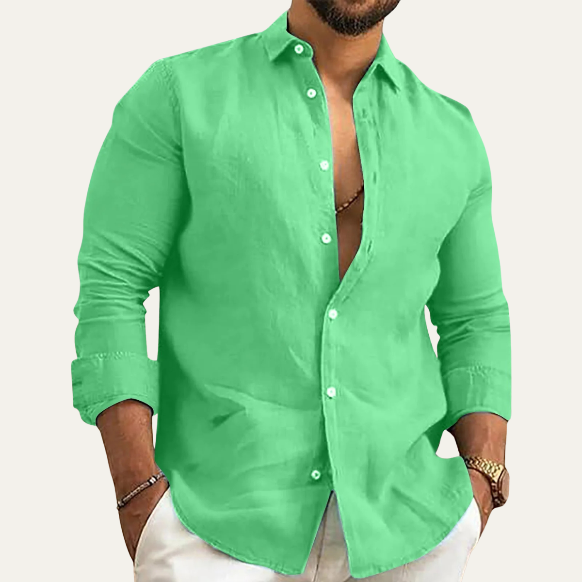 Langarm-Hemd für Herren mit Knopfleiste-Shirts for men-Alpenkind