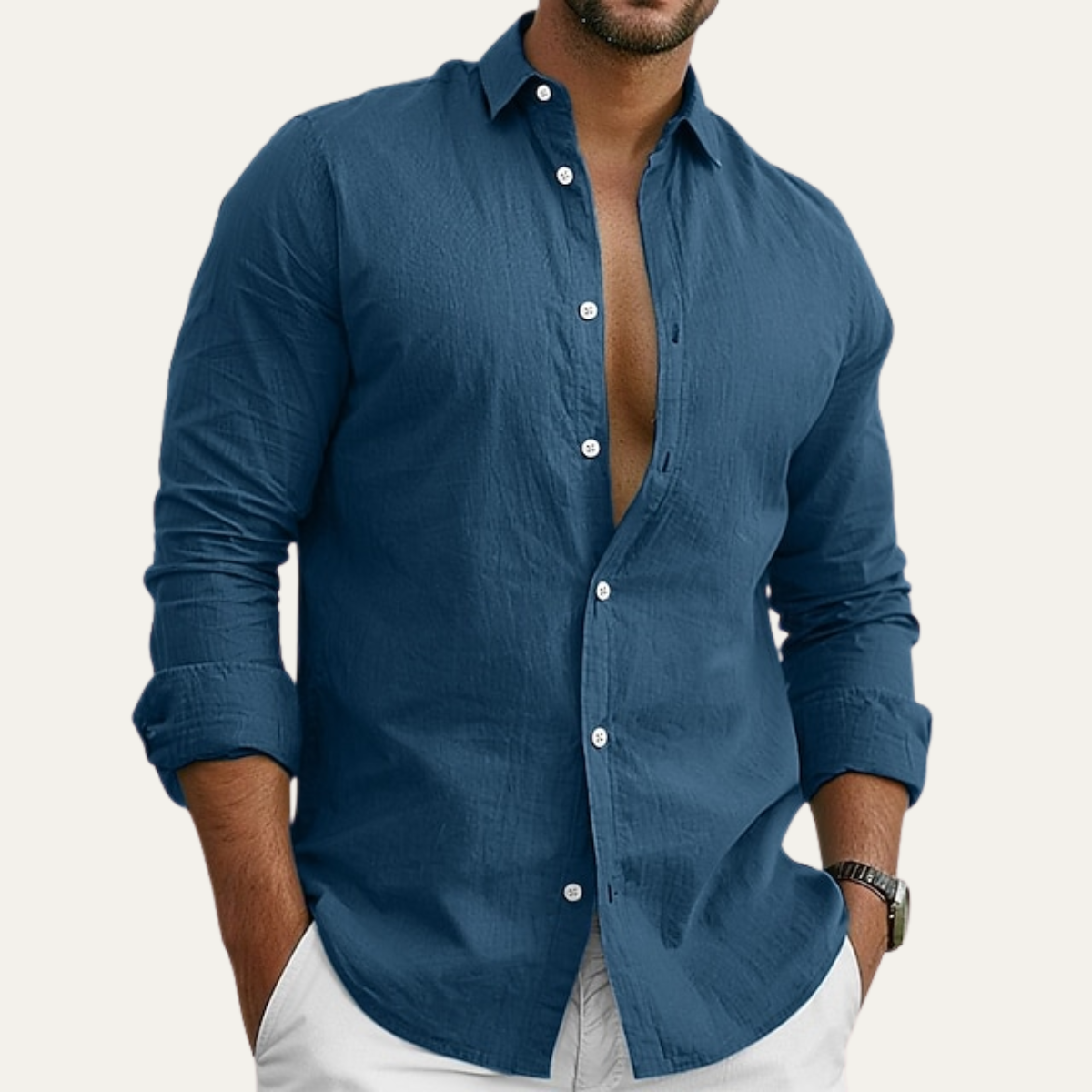 Langarm-Hemd für Herren mit Knopfleiste-Shirts for men-Alpenkind