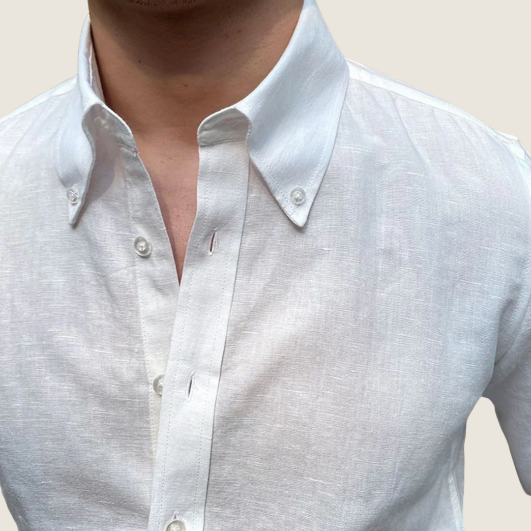 Langarm-Leinenhemd mit Button-Down-Kragen für Herren-Shirts for men-Alpenkind