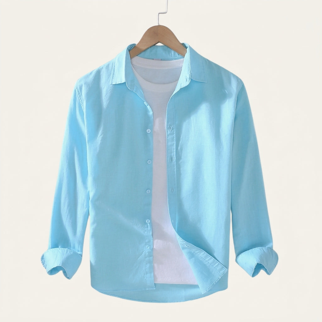 Langarm-Leinenhemd mit Knopfleiste für Herren-Shirts for men-Alpenkind