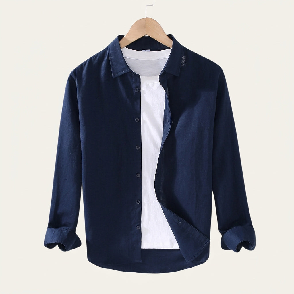 Langarm-Leinenhemd mit Knopfleiste für Herren-Shirts for men-Alpenkind
