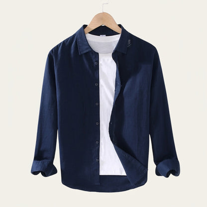 Langarm-Leinenhemd mit Knopfleiste für Herren-Shirts for men-Alpenkind