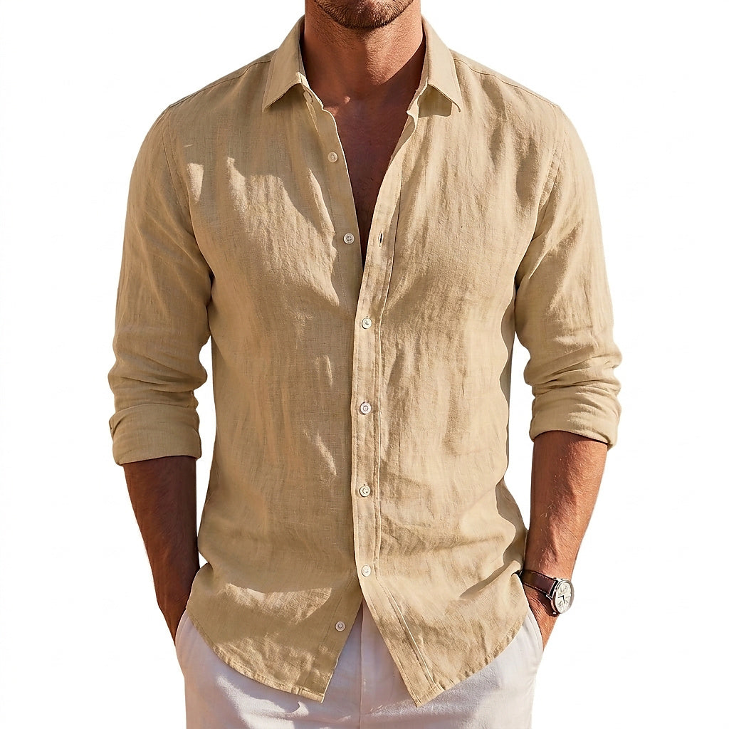 Langarm-Leinenhemd mit Knopfleiste für Herren-Shirts for men-Alpenkind