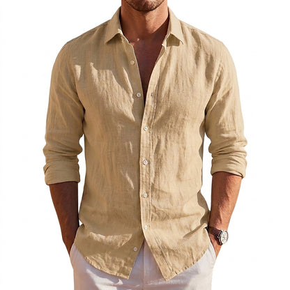 Langarm-Leinenhemd mit Knopfleiste für Herren-Shirts for men-Alpenkind