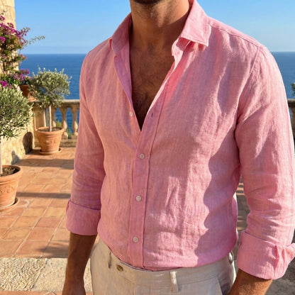 Langarm-Leinenhemd mit Knopfleiste für Herren-Shirts for men-Alpenkind