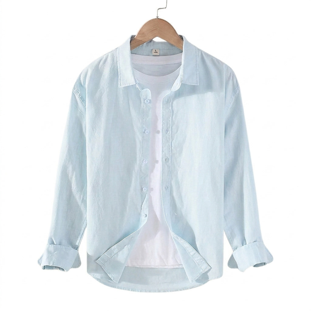 Langarm-Leinenhemd mit Knopfleiste für Herren-Shirts for men-Alpenkind