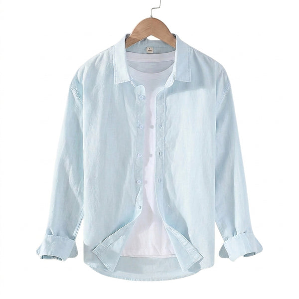 Langarm-Leinenhemd mit Knopfleiste für Herren-Shirts for men-Alpenkind