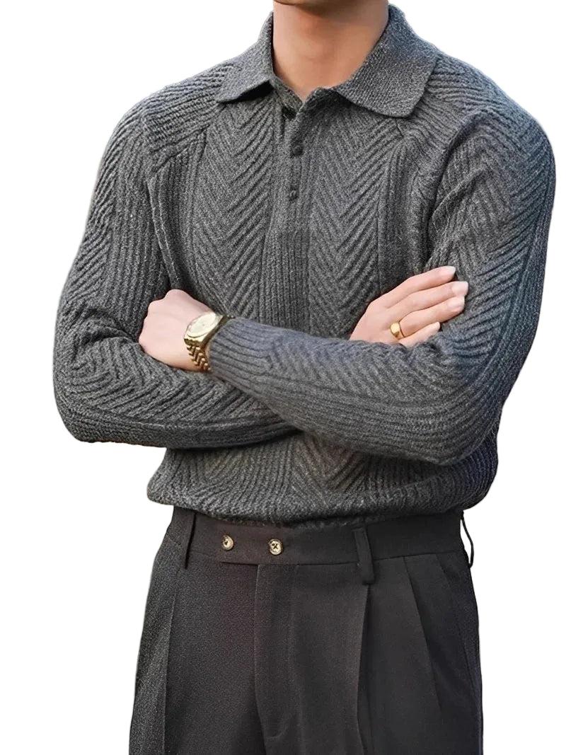 Langärmeliger Strickpullover mit Struktur für Herren-Men Sweaters-Alpenkind